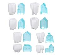 8 stampi in silicone a forma di casa facili da pulire | Versatile collezione di stampi in silicone per la creazione realistica della casa in miniatura