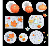 8 stampi in silicone a forma di zucca di Halloween, per torte e | Stampi in silicone a forma di zucca 3D in acero per decorazioni fai da te per festival, caramelle, torte, Ringraziamento