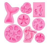 8 stampi in silicone fatti a mano a tema pesce, cioccolato, caramelle, zucchero, stampi per torte in resina per forme da forno