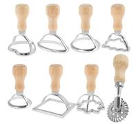 8 stampi per ravioli con manico in legno e bordo scanalato, rotella per pasta rotonda quadrata a forma di cuore, kit per fare ravioli, empanadillas o biscotti