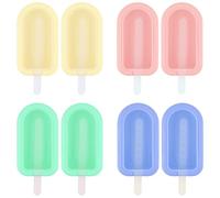 8 stampi riutilizzabili per ghiaccioli con bastoncini e coperchi, in silicone senza BPA, per gelati fatti in casa, adatti al congelatore, facili da pulire, per bambini e adulti
