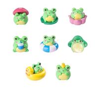 8 statuette colorate di rana in resina per decorazione da giardino per piccoli paesaggi, casa, ufficio, esposizione, resina, animali, decorazione da tavolo