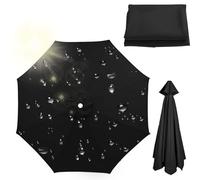 8 Stecche-4m Telo di Ricambio per Ombrellone, Tettoia di Ricambio per Ombrello Impermeabile, Protezione UV (Black)