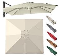 8 Stecche Telo Di Ricambio Per Ombrellone Da Giardino 2.5x2.5m 3x3.0m 3x4m Copertura Per Ombrellone A Sbalzo, Baldacchino Telo Di Ricambio Per Terrazza(Beige,2.5x2.5m/8x8ft)