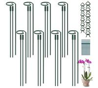 8 supporti per piante da esterno, 30 cm, 59,9 cm, 89,9 cm, 89,9 cm, paletti di supporto regolabili per piante da giardino con 12 clip per orchidee e 20 twistties, supporti per piante per pomodori