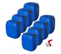 8 taniche da 30 l, in plastica, blu, DIN61 + rubinetto