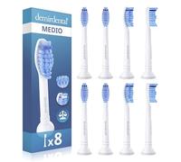 8 testine demirdental adatte per testine di ricambio Philips Sonicare ProResults Medium per una pulizia quotidiana precisa dei denti, bianco, equivalente a HX6018
