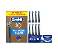 8 Testine di Ricambio iO Ultimate Clean Nere + Dentifricio Advanced Prevenzione Tartaro