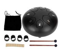 8 Tongue Drum for Mindfulness | 6 Inch Hand Pan Drum with Ethereal Sound | Steel Alloy Percussion Instrument for Yoga/Music Therapy | Includes Drumsticks & Bag (Black)