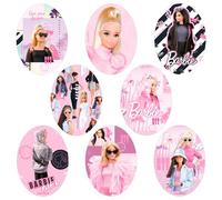 8 toppe per ginocchiera Barbie serigrafate da stirare sui vestiti. Applicazioni termoadesive per riparare e decorare pantaloni, giacche, maglioni, zaini