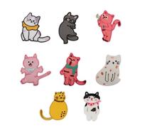 8 toppe ricamate con gatti in stile cartone animato, per personalizzare cappelli e zaini, per tutte le età, da applicare con ferro da stiro