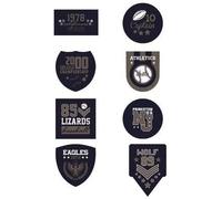 8 toppe serigrafate da stirare sulla collezione di abbigliamento sportivo. Applicazioni termoadesive per riparare e decorare pantaloni, giacche, maglioni, zaini, ecc. (Athletics)