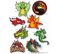 8 toppe serigrafate per bambini da stirare sui vestiti. Applicazioni termoadesive per riparare e decorare pantaloni, giacche, maglioni, zaini, ecc. (Dragons)