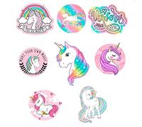 8 toppe serigrafate per bambini da stirare sui vestiti. Applicazioni termoadesive per riparare e decorare pantaloni, giacche, maglioni, zaini (Unicorns)