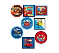 8 toppe serigrafate per bambini da stirare sui vestiti. Applicazioni termoadesive per riparare e decorare pantaloni, giacche, maglioni, zaini, ecc. (Cars Forma)