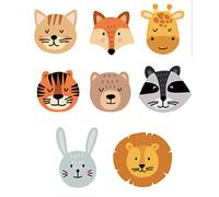 8 toppe serigrafate per bambini da stirare sui vestiti. Applicazioni termoadesive per riparare e decorare pantaloni, giacche, maglioni, zaini, ecc. (Face Animals)