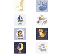 8 toppe serigrafate per bambini da stirare sui vestiti. Applicazioni termoadesive per riparare e decorare pantaloni, giacche, maglioni, zaini, ecc. (Animales noche)