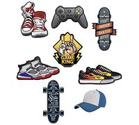 8 toppe serigrafate per bambini da stirare sui vestiti. Applicazioni termoadesive per riparare e decorare pantaloni, giacche, maglioni, zaini, ecc. (Game King)