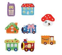 8 toppe termoadesive a forma di camion dei cartoni animati, adorabili toppe per riparazione auto giocattolo per borse e abbigliamento, decorazione ricamata per auto giocattolo da stirare sul camion