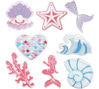 8 toppe termoadesive a forma di sirenetta, motivo a coda di sirena, da cucire, per fai da te, accessori per bambini, ragazze, abbigliamento, zaini, cappelli