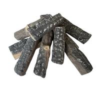 8 tronchi a gas per caminetti a gas, legna da ardere simulata, tronchi decorativi in legno di ceramica, senza vento, per camini interni ed esterni e pozzi del fuoco, gas, ventilati, senza sfiato,