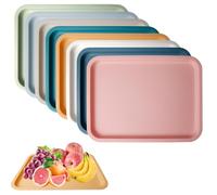 8 vassoi in plastica, 30,5 x 22 cm, in plastica, antiscivolo, rettangolari, vassoio da portata in plastica, piccolo vassoio, piatto da portata per sala da pranzo, cucina (8 colori)