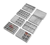 8 vassoi portagioie, organizer per gioielli, cassetto, organizer per gioielli, vassoio, inserti per cassetti, per donne, ragazze, per orecchini, bracciale, spille, collane, (grigio)