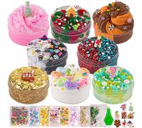 8 x 100 ml Set di melma per bambini, Slime Variety Pack Different Textures, contiene Bingsu Crunchy, Burro, Cloud, Clear Slime, Regali per feste per ragazze e ragazzi, Pasqua