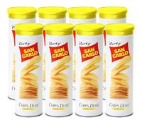 8 x 100g San Carlo Chips Dore Vivace, Maxitubo Patatine Ondulate alla Paprika