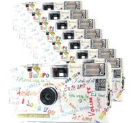 8 X 1A PHOTO PORST Fotocamera usa e getta Edition I Mog Di in bianco, multicolore, con flash, batterie e pellicola (8 pezzi, 27 scatti)