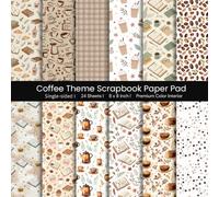 8 x 8" Coffee Theme Scrapbook Paper Pad - Vintage Coffee Shop Craft Paper for Scrapbooking, Card Making, Junk Journals, Planners, DIY Crafts, Album ... 24 Single-Sided Sheets, 12 Coffee Designs