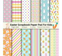 8 x 8” Easter Scrapbook Paper Pad for Kids - Bunny & Egg Craft Paper for Scrapbooking, Card Making, DIY Crafts, School Projects, Junk Journals, Album, ... Interior, 24 Sheets, 12 Cute Easter Designs