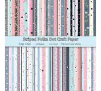 8 x 8" Striped Polka Dot Craft Paper - Single-sided Decorative Sheet, Romantic Album Background, Personalised Party Invitations, Gift-wrapping, ... Premium Color Interior, 12 Designs, 24 Sheets