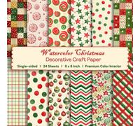 8 x 8" Watercolor Christmas Decorative Craft Paper: Colorful Attractive Sheets for DIY Projects, Journaling, Albums, Invitations, Gift-wrapping: ... Interior, Single-sided,12 Designs, 24 Sheets