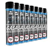 8 x AAB Bomboletta d’Aria Compressa 750ml per Pulire Accessori PC, Tastiera, Stampanti, Televisioni, Fotocamere e Altri, Spray Contatti con Tubo di Estensione, Rimozione di Polvere, Compressed Air