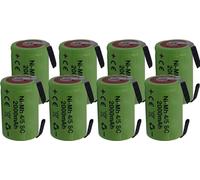 8 X Batteria ricaricabile NiMh 4/5 SC 1,2V 2000mAh 22x33mm subC a saldare linguette per pacchi batteria (8 PEZZI)