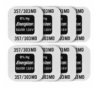 8 X Batterie Agoxidio Energizer Silver 357/303 1.55V D357 V357 SR44 Per Orologio