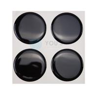 8 X Coprimozzo Adesivi In Silicone 64,0 Mm - Emblema Nero Autoadesivo
