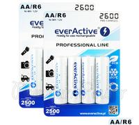 8 X everActive Aa Batterie Ricaricabili Professionale Linea R6 Min 2500mAh NI-MH