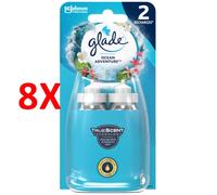8 X Glade Sense & Spray Automatico Ocean Adventure 2 Ricariche Da 18 Ml