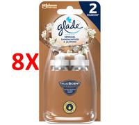 8 X Glade Sense & Spray Automatico Sandalwood & Jasmine 2 Ricariche Da 18 Ml