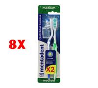 8 X Mentadent Spazzolino Denti Medium 2 Pz