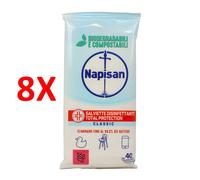 8 X Napisan 40 Salviette Biodegradabili Igienizzanti Formula 0 %