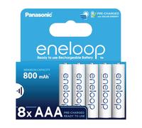 8 X Panasonic Eneloop AAA Batterie 800 mAh Ricaricabili Ni-MH Accu BK-4MCCE
