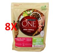 8 X Purina One Dog Mini Small <10 Kg Weight Control Sterilised Tacchino Con Ris