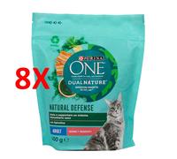 8 X Purina One Gatto Dual Nature Crocchette Salmone Busta 400 Grammi