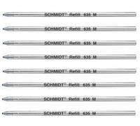 8 x Schmidt 635M Mini Ball Pen Refill - Blue - (Lamy M21 and Cross 8518-4 Compatible)