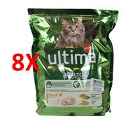 8 X Ultima Cat Adult Crocchette Pollo, Orzo E Frumento Integrali, Verdure 800 G