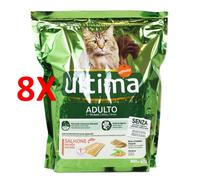 8 X Ultima Cat Adult Crocchette Salmone - Orzo - Verdure Busta 800 Grammi