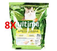 8 X Ultima Cat Appetito Difficile Crocchette Trota - Riso - Verdure Busta 800 G